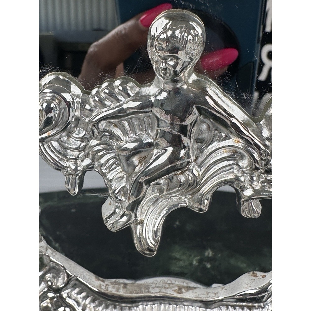 Vintage French Baroque Swivel Swing Cherubs Mirror Silver Plated Art Nouveau - Picture 12 of 16